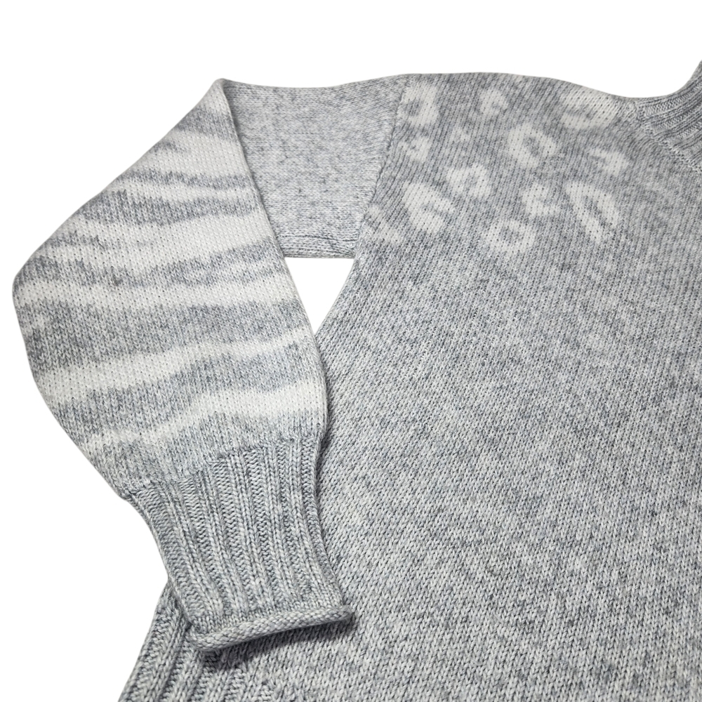 Nine West Women's XS Gray White Mixed Animal Print Mock Neck Leopard Sweater - Picture 3 of 11